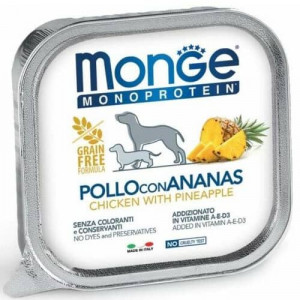 MONGE DOG MONOPROTEIN FRUITS CHICKEN suņu konservi  Vista, ananāsi 150g